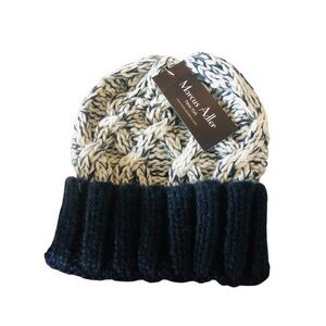 Marcus Adler Women Chunky Marled Cable Knit Beanie Black One Size